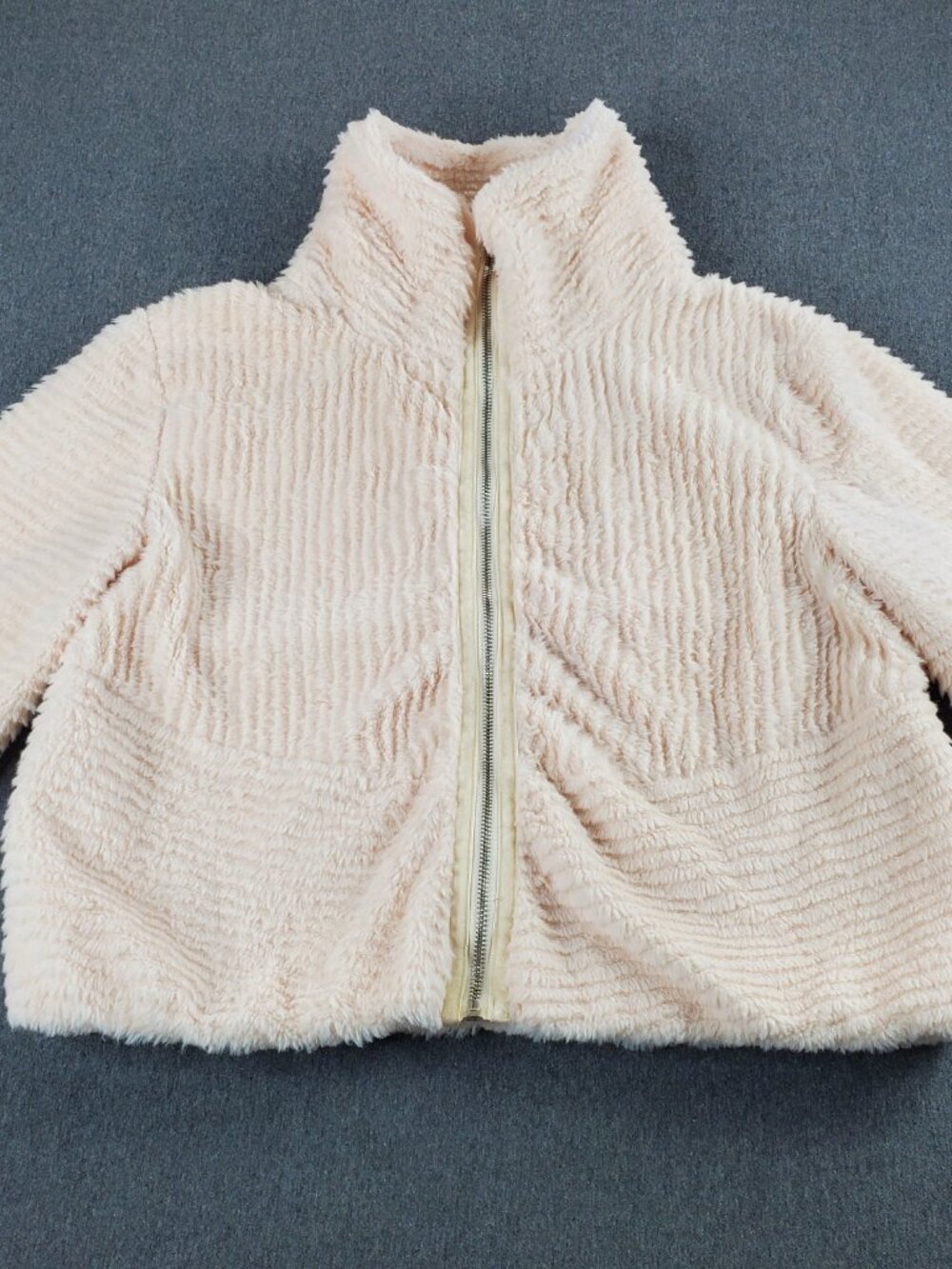 LUSH Women's Small Light Peace Fluffy Cozy Fleece Full Zip Jacket Mock Neck